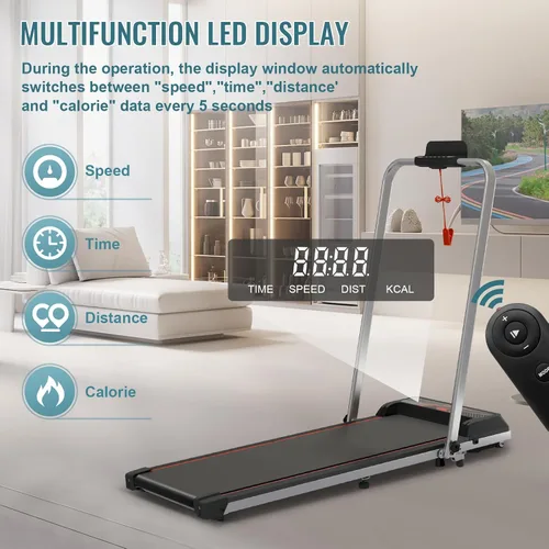 Vista 5 de Walking Pad Treadmill, 2 in 1 Folding Walking Pad with Incline, Workout Equipment Screen, Portable Under Desk Treadmill with Remote Control for Home