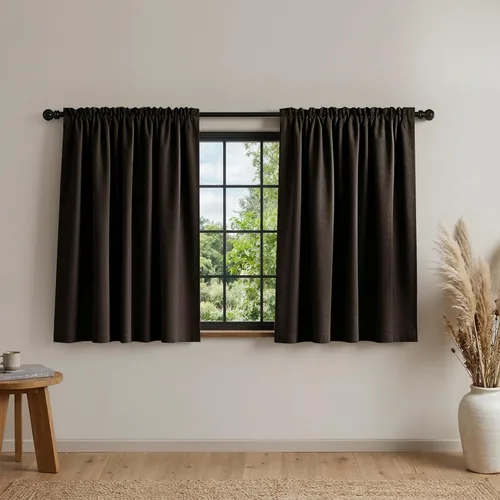 Vista 19 de Mrs.Naturall - Cortinas opacas cortas beige para ventanas pequeñas de 18x24 pulgadas de largo