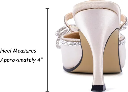 Vista 3 de LYTIYO Zapatos de vestir para mujer, con puntera cerrada, tacón bajo, correa puntiaguda, con lazo, tacón alto, para baile de graduación