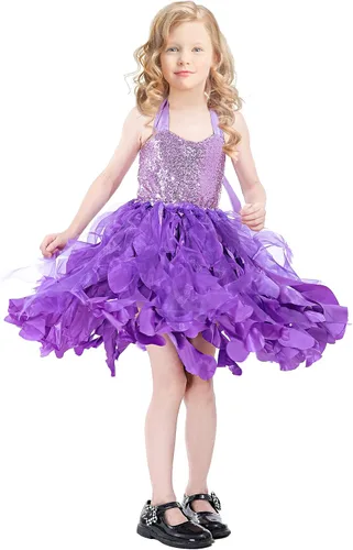 Vista 4 de Vestido tutú para niñas, vestido de tul con lentejuelas, vestido de princesa para niñas pequeñas, disfraz de fiesta de cumpleaños brillante