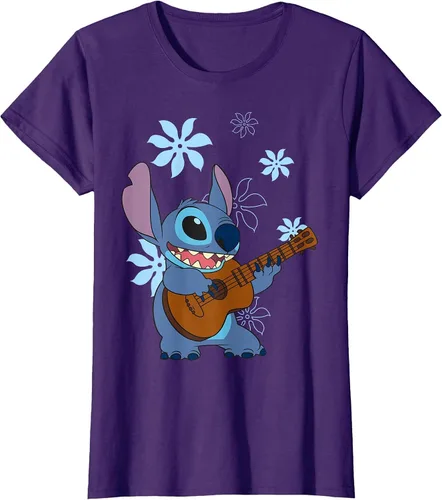 Vista 7 de Camiseta de danza floral Lilo & Stitch con ukelele para niñas Gris asfalto