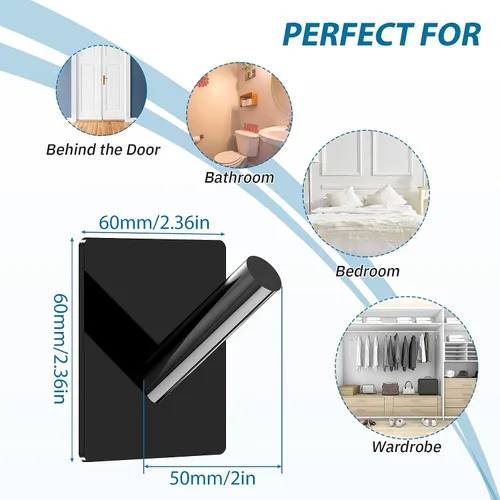 Vista 2 de Jetec 12 ganchos acrílicos para colgar en la pared, perchero, bata, organizador individual, gancho de pared transparente adhesivo decorativo