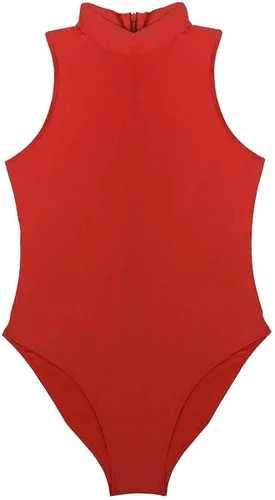 Vista 4 de JEEYJOO Traje de baño de una sola pieza sin mangas con cuello alto y cuello alto para mujer