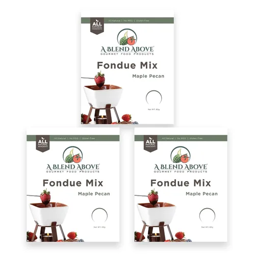 Vista 10 de Una mezcla de fondue de chocolate, paquete de 3, sabor natural, sin MSG, sin gluten. Sin conservantes, fácil de hacer, inmersión de frutas