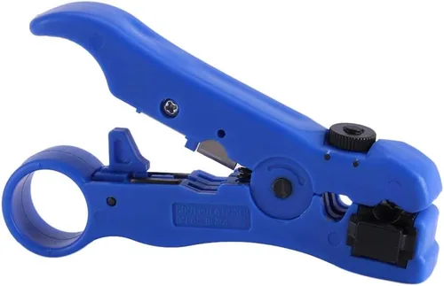 Vista 6 de Pelacables, cortador de cable coaxial portátil coaxial, herramienta de pelado para RG59 RG6 RG7 RG11 Cable UTP STP redondo y plano, azul