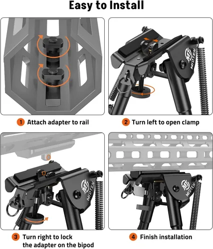 Vista 5 de MidTen Sling Stud Bipod for Rifles Bipod for M-Rail Bipod with M-Rail Adapter 6-9 Inches Aluminum and Carbon Fiber