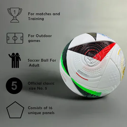 Vista 3 de Balón de fútbol Euro Cup Tamaño 5 – Tapa suave, perfecta para entrenar y jugar, para aficionados al fútbol y adultos