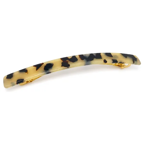 Vista 10 de French Amie Barra larga y delgada color crema, marfil, grande, 4 1/4 pulgadas, acetato de celuloide hecho a mano, pasador automático con cierre