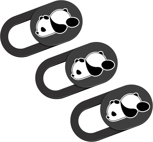 Vista 11 de Funda deslizante para cámara de laptop, 0.02 pulgadas, ultradelgada, linda con diseño de panda, para MacBook Pro, laptops, smartphone, Mac, PC Negro