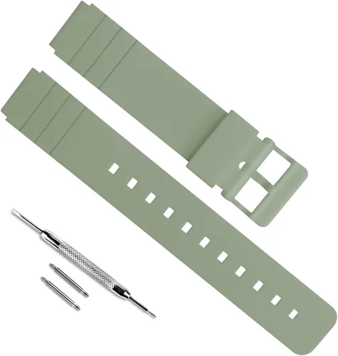 Vista 17 de Correa de reloj de goma de silicona impermeable de repuesto de 0.630 in para Casio MQ-24/MQ-58/104/76/71/98 Negro/hebilla negra