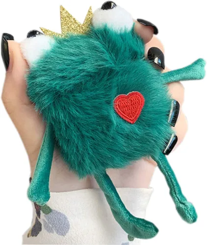 Vista 13 de Funda peluda SGVAHY para AirPods 1 y 2, diseño divertido de dibujos animados en 3D, diseño de aguacate verde suave y cálido, funda esponjosa