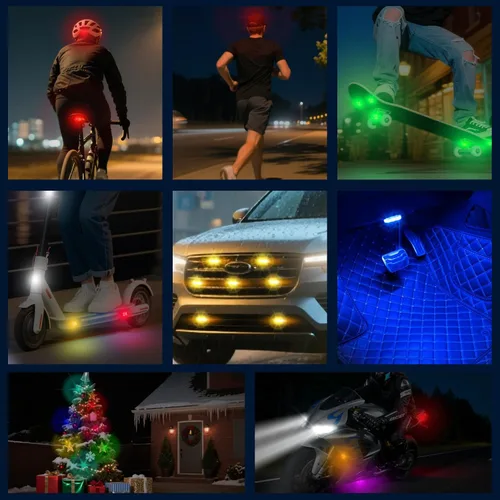 Vista 7 de 4 piezas de luces estroboscópicas LED inalámbricas para automóvil, luz intermitente recargable USB tipo C, luces estroboscópicas con control remoto