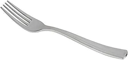 Vista 7 de Kaya Tenedores de plástico dorado metálico brillante (paquete de 24) – Tenedores de ensalada desechables, cubiertos de primera calidad y suministros
