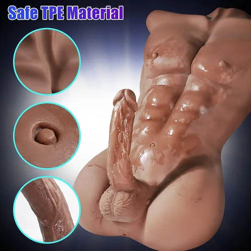 Vista 4 de Muñeca de pene con torso masculino, muñeca sexual realista con pene flexible de 7 pulgadas para mujeres gay, juguetes sexuales de masturbación