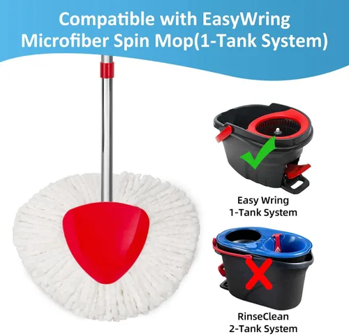 Vista 2 de Paquete de 2 cabezales de repuesto de trapeador giratorio compatibles con O ceda EasyWring 1 sistema de tanque, repuestos de microfibra