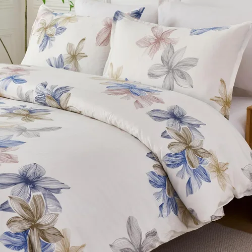 Vista 2 de Helthep Funda de Edredón Floral Tamaño Queen Full, Funda de Edredón de Algodón 100% Lavable Tamaño Full (80" x 90") con 2 Fundas de Almohada