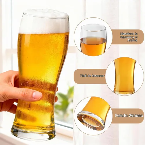 Vista 3 de Paquete de 6 vasos de cerveza Pilsner de 16 onzas, cristalería de bar
