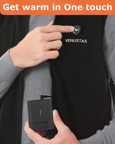Vista 5 de Venustas Chaleco térmico de forro polar para hombre con batería de 7.4 V, chaleco eléctrico aislado ligero