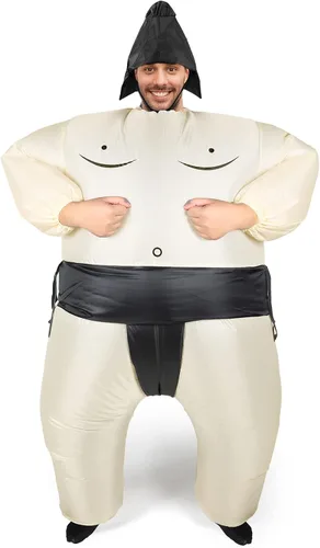 Vista 5 de Disfraz inflable de sumo para adultos, trajes de lucha libre, disfraz inflable de Halloween para hombres y mujeres, fiesta de cosplay de Halloween