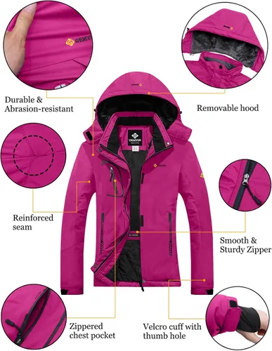 Vista 6 de GEMYSE Womens Mountain Waterproof Ski Snow Jacket Winter Windproof Rain Jacket