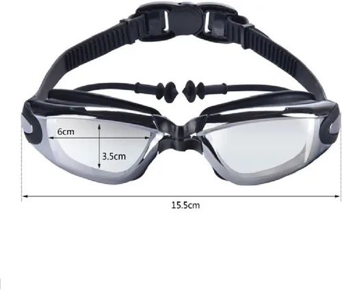 Vista 5 de Gafas de natación, gafas de natación negras para piscina, sin fugas, antivaho, protección UV para adultos, hombres, mujeres, jóvenes, niños, gafas