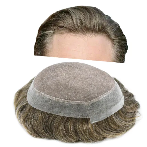 Vista 23 de Toupee For Men Hair Piece Fine Mono Hair System For Men Human Hair Mens Toupee Hair Piece For Men Hair Replacement Protesis Capilar 8x10 Medium