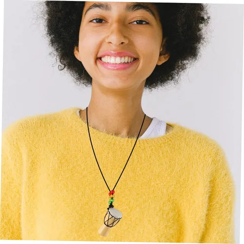 Vista 5 de SUPVOX Elegante collar africano con cuentas africanas de cadena de tambor para mujer, arte hecho a mano