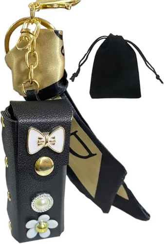 Vista 8 de Llavero de lápiz labial, estuche de cuero para brillo de labios, llavero para lápiz capítulo, accesorios, clips, decoración de llaves de coche