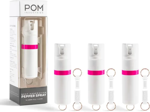 Vista 10 de POM Pepper Spray Keychain, Quick Key Release for Instant Access, Flip Top Safety, Maximum Strength OC Formula with UV Marking Dye, 25 Bursts, 10 ft