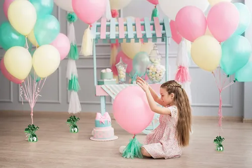 Vista 5 de Tanque de helio con 50 globos y 12 pesas de globos verdes