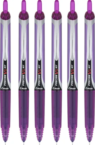 Vista 4 de PILOT Precise V5 RT - Bolígrafos de tinta líquida recargables y retráctiles, punta extrafina (0.020 in), tinta burdeos, paquete de 6