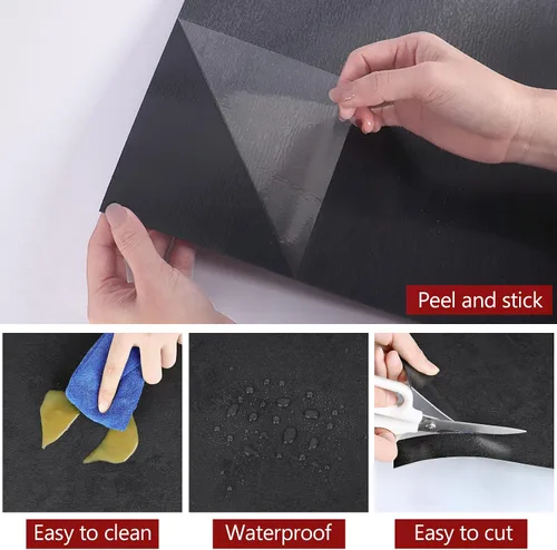 Vista 8 de Azulejos de vinilo autoadhesivos de mármol negro para baño, azulejos de vinilo autoadhesivos para despegar y pegar, azulejos de azulejos extraíbles