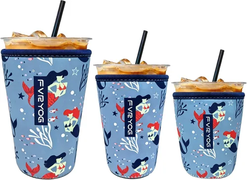 Vista 23 de Fundas de neopreno reutilizables aisladas para café helado, fundas para tazas de café helado, fundas para bebidas heladas y calientes