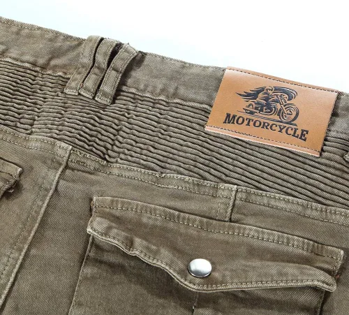 Vista 7 de Takuey Jeans de mezclilla para montar en motocicleta con protector de rodilla y cadera certificado CE