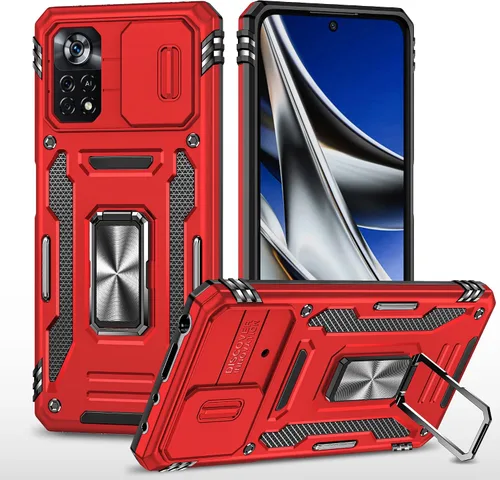 Vista 8 de Funda resistente para Xiaomi Poco X4 Pro 5G con funda protectora de cámara para Poco X4 Pro 5G, a prueba de golpes, con soporte de anillo magnético