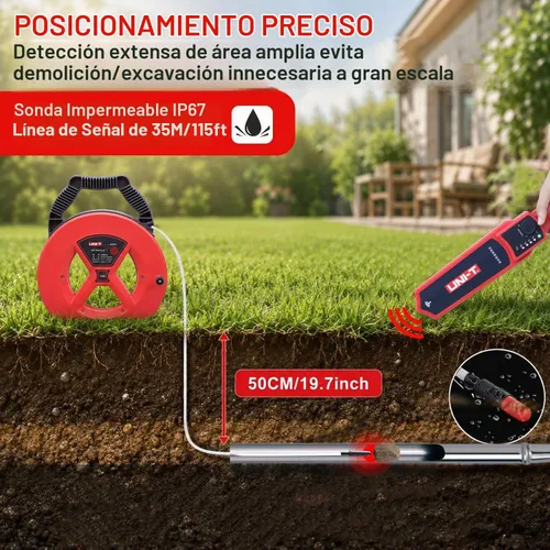 Vista 2 de Localizador subterráneo del tubo de la pared de UNI-T, transmisor 115Ft del bloqueo de la alcantarilla