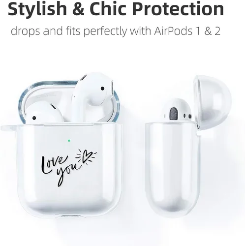 Vista 2 de AKABEILA Funda para Airpods para mujeres y hombres, compatible con Apple Airpods 2, bonita funda de diseño transparente para Airpods, diseño