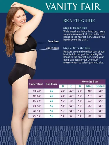 Vista 5 de Vanity Fair Brasier inalámbrico de figura completa para mujer, alisado lateral extendido y espalda, copas ligeramente forradas hasta DDD