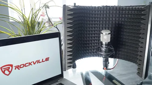 Vista 4 de Rockville RCM01 Pro Studio Micrófono de condensador de grabación Mic+Metal Shock Mount Bundle con Audio Technica P11998 Boom Arm (2 artículos)