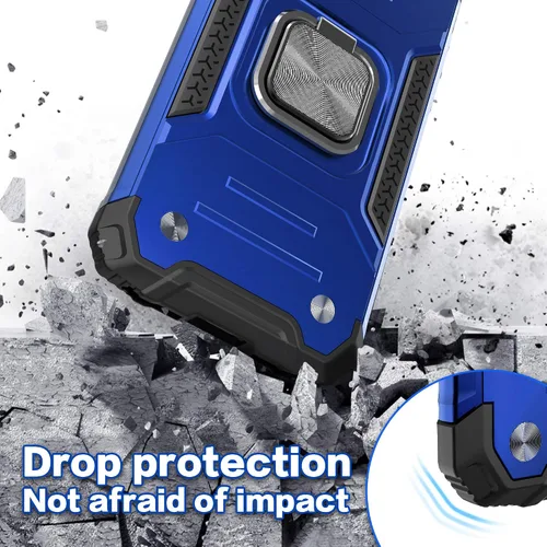 Vista 5 de Funda híbrida para Samsung Galaxy S21 FE 5G con protector para Samsung Galaxy S21 FE 5G, color azul