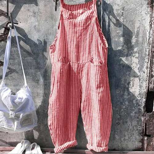 Vista 4 de Body de manga larga para mujer, a la moda, con bolsillo, sin mangas, a rayas