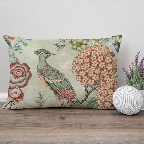 Vista 160 de ArogGeld Funda de cojín con flores verdes y blancas con flores grises y negras y hojas verdes en estilo chinoiserie, funda de almohada cuadrada