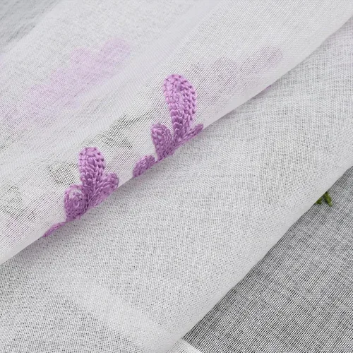 Vista 5 de Molaxhome Cenefa de cortina con bolsillo de barra de encaje de flores moradas para dormitorio, baño, sala de estar