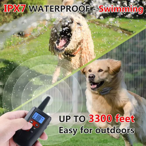 Vista 3 de Paipaitek Collar de entrenamiento para perros sin choques, rango de 3300 pies, collar de entrenamiento de perro impermeable IPX7 con mando a