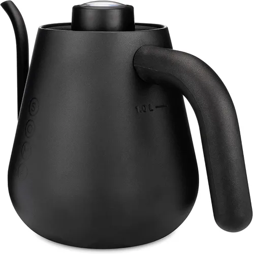 Vista 2 de Soma Hervidor de café y té con cuello de cisne de acero inoxidable, negro, 1 litro, estufa