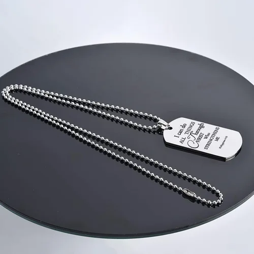 Vista 5 de HOFOYA Collar con colgante de cruz con cita inspiradora de la Biblia de Phil 4:13 Fútbol, Béisbol, Baloncesto, Fútbol, Voleibol, Collar de joyería