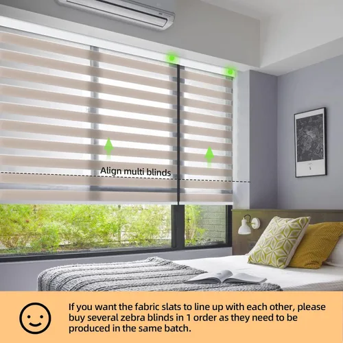 Vista 3 de ACMEART Persianas motorizadas de cebra con control remoto, de doble capa enrollables, traslúcidas para ventanas, persianas inteligentes con banda