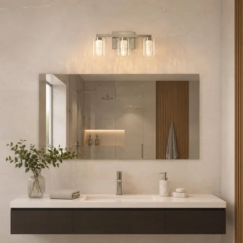 Vista 8 de Lámparas de tocador de baño sobre espejo, revestimiento de acabado dorado cepillado, luces de tocador, apliques de pared para baño Bathroom Light