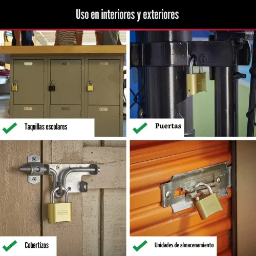 Vista 4 de Master Lock Candado de combinación de latón para uso en interiores y exteriores con combinación reajustable para casillero de gimnasio, puerta