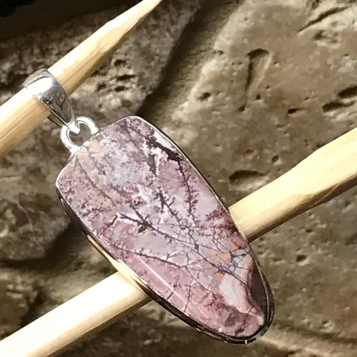 Vista 4 de Genuine Scenic Sonora Dendritic Rhyolite 925 Solid Sterling Silver Pendant 50mm